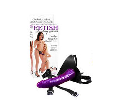 Fetish Fantasy Leather Strap On Satisfy Her 8 Inch Purple